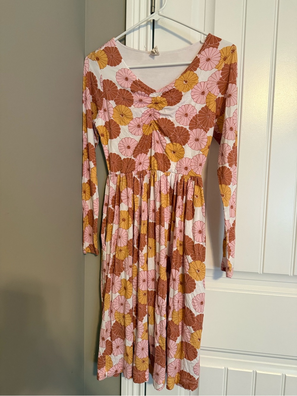 Kate Quinn Women’s Long Sleeve Pink Floral Twist-Front Dress - Size XS